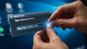 Abrir Fluxo de Rede' do VLC Player para configurar o IPTV no PC