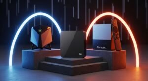 Comparativo de hardware de boxes IPTV: Nvidia Shield, Xiaomi Box S e Formuler Z11 sobre podes.