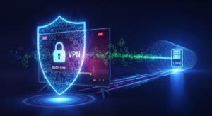 Uma Smart TV protegida por um escudo digital de VPN, garantindo streaming de IPTV seguro e sem bloqueios.